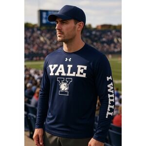 Under Armour Yale Bulldogs Long Sleeve HeatGear Performance Shirt Men's Med Blue